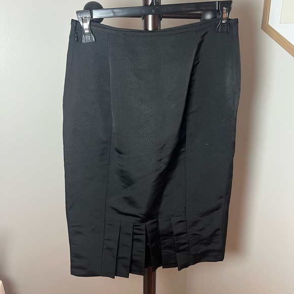 VTG 80s Couture Melinda Eng 100% Silk Black Formal Cocktail Pencil Skirt Size 4 - Picture 1 of 5